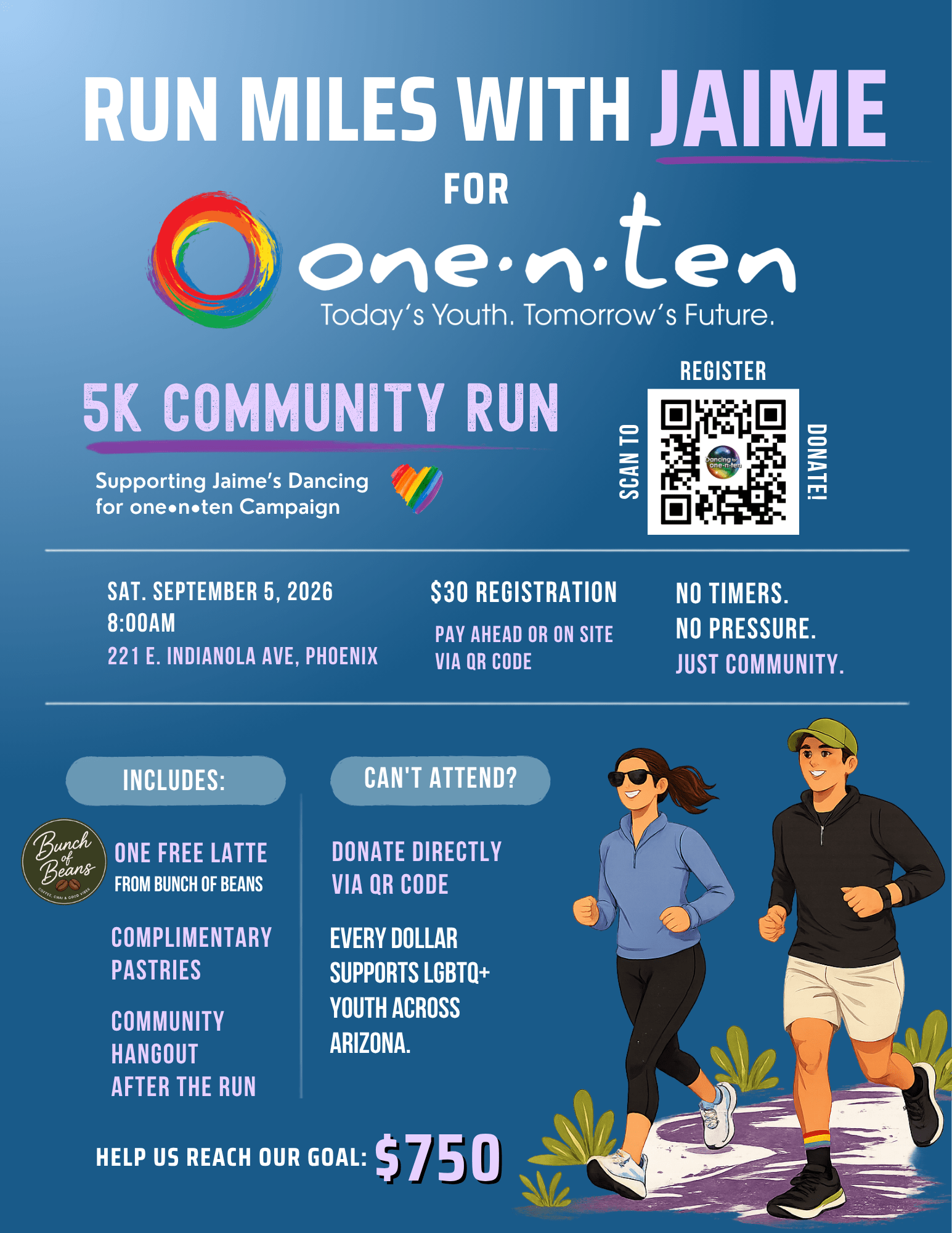 5K community run with Jaime benefiting one•n•ten in Phoenix