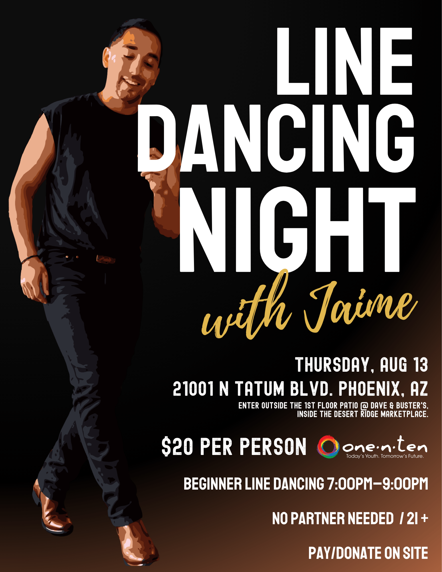 beginner line dancing night with Jaime at Dave & Buster's Phoenix.